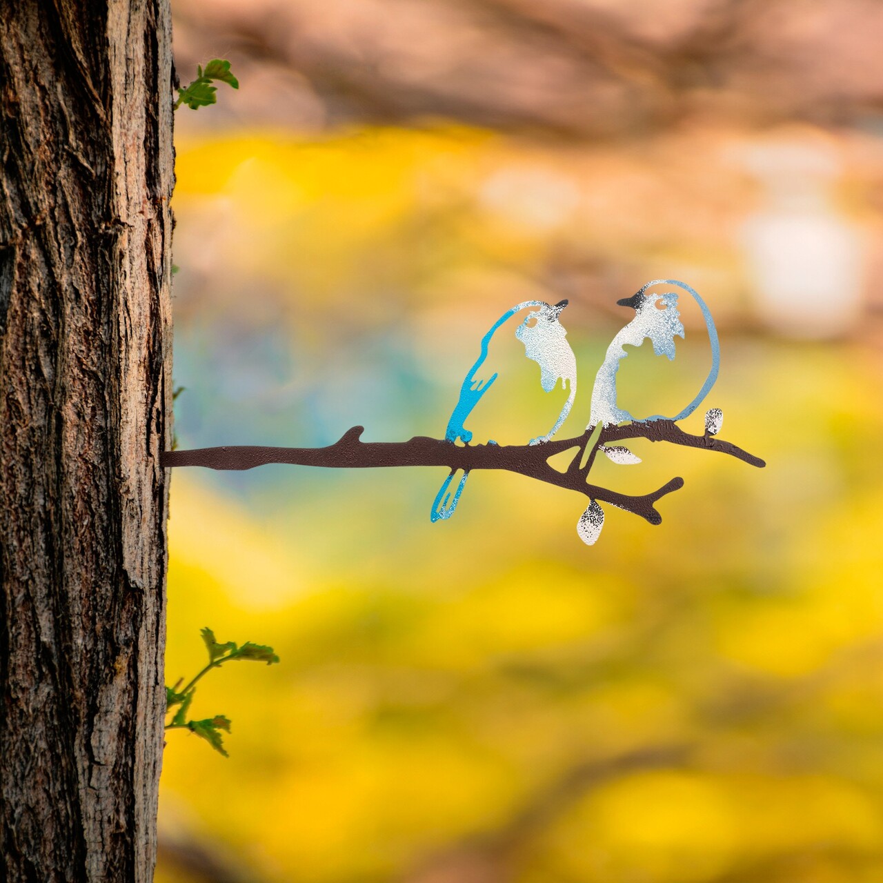 Obiect decorativ de grădină, Bird on the branch 26, 20x50 cm, Multicolor - imagine 7